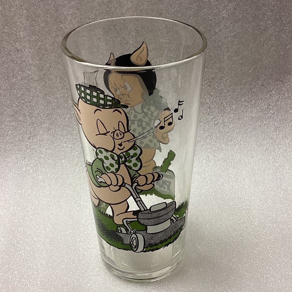 Vintage 1976 Pepsi Collector Series Looney Tunes Glass Porky Pig and Petunia Pig
